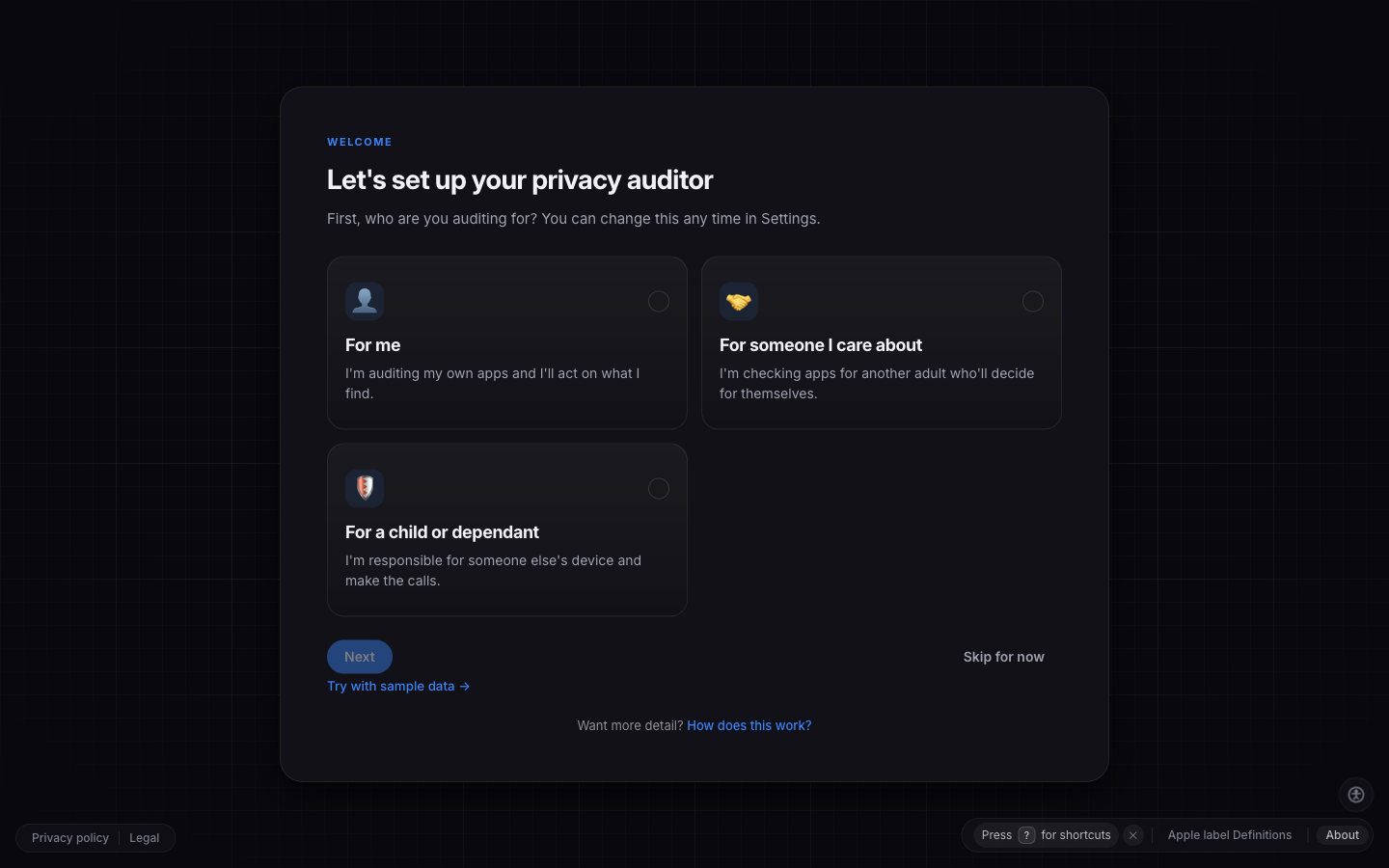 Onboarding audience picker